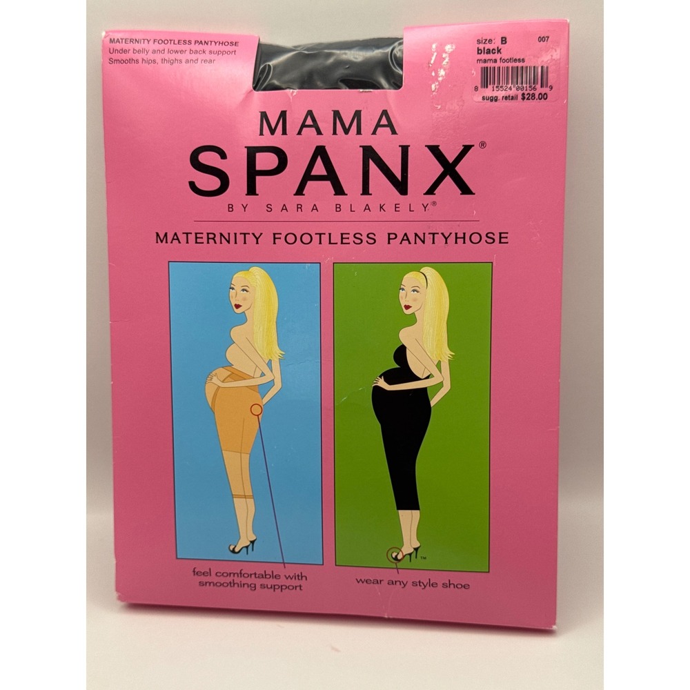 Mama Spanx Maternity Footless Pantyhose Size B Black Pregnancy Support NEW!‎
